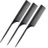 Leinuosen 3 Pack Carbon Fiber Rat Tail Styling Comb, Heat Resistant Anti Static for Back Combing, Black