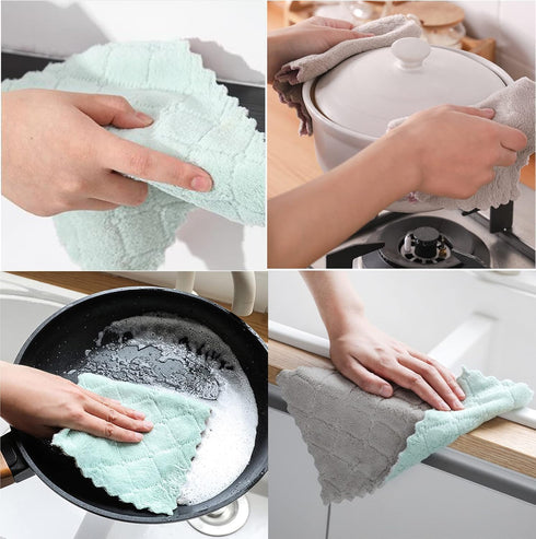 10 Pack Kitchen Cloth, Microfiber Dish Towels, Super Absorbent Coral Velvet Dishtowels, Quick Dry Cleaning Cloths