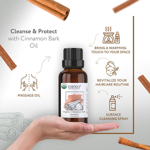 HBNO Organic Cinnamon Bark Essential Oil | 1 Oz (30 ml)