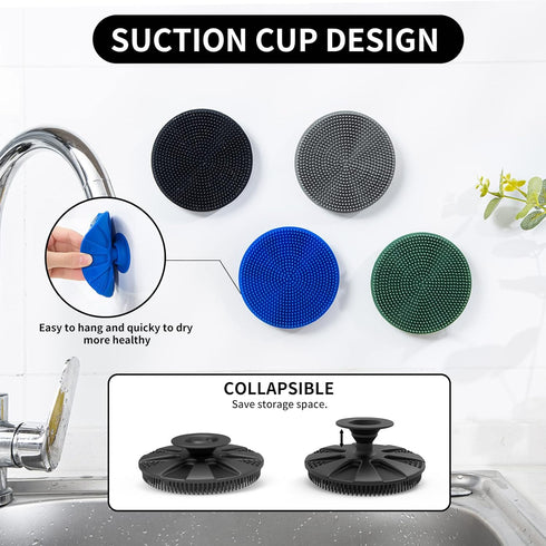 BEAUTAIL Silicone Sponge, Non-Scratch Scrub Sponges for Dishes, 1 Pack Black Kitchen Fruit Vegetable Cleaning Brush