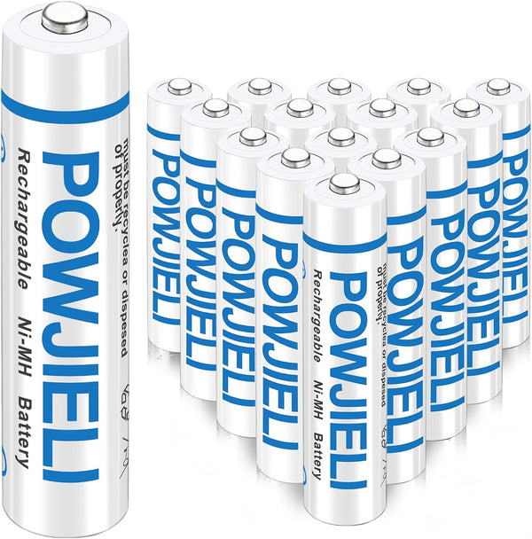 Rechargeable AAA Batteries, 1.2V Ni-MH 600mAh Triple A for Outdoor Solar Lights and Household Devices, 16 Pack