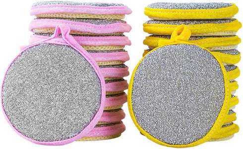 Teensery 20 Pcs Washing Dishes Sponges Double-Sided Dishwashing Sponge Scrubber Round Non-Scratch Scrub