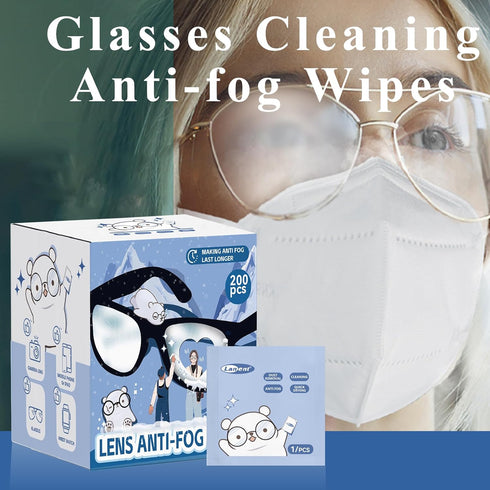icepac 200 PCS) Anti-Fog Lens Wipes Pre-Moistened Anti-Fog Wipes| Glasses Cleaner Safely Cleans Glasses, Sunglasses