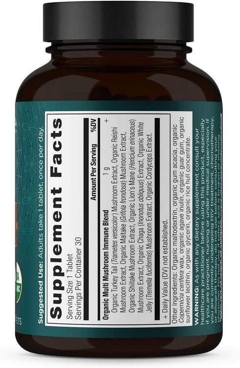 Ancient Nutrition Organic Multi Mushroom Supplement - Immune Support Tablet, Gluten Free, 30 Count