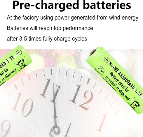 10 Packs 1.2V AAA 900mAh Ni-MH Rechargeable Batteries for Solar Lights