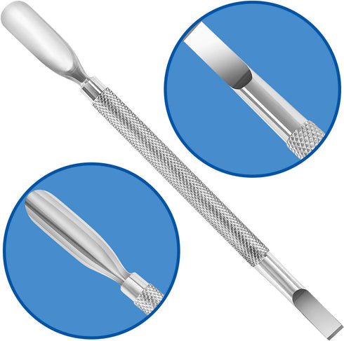 Nail Care Tool Set - Cuticle Pusher and Cutter, Stainless Steel Manicure, Gel Polish Remover, Pedicure Kit