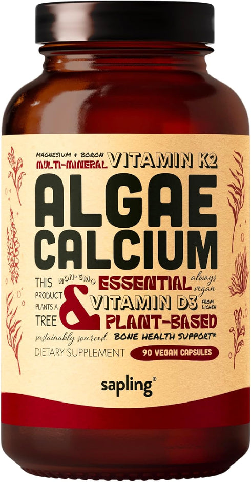 Calcium Supplement with Vitamin K2 & D3, Magnesium, Zinc, Boron - Whole Food Mineral Complex for Bone Strength - 90