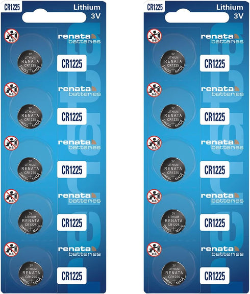 Renata CR1225 Batteries, 3V Lithium Coin Cell 1225 Battery (10 Count)