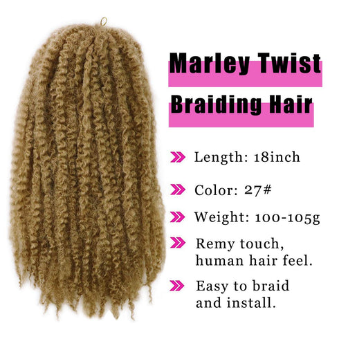 Marley Hair Twist Braiding Hair - 18 Inch 1 Pack Long Afro Kinky Twist Crochet Hair for Butterfly Locs Crochet Hair