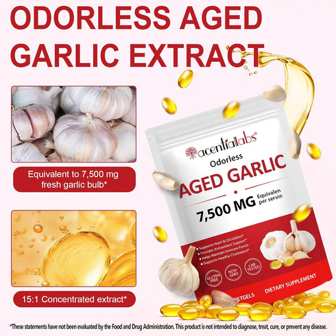 ZUZOKKAHA 7,500mg (15:1 Immune 300 Aged Garlic Extract Softgels - Equivalent Strength Concentrate) - Supports Heart