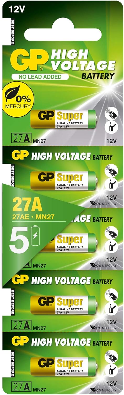 GP 27A (MN27) High Voltage Battery, Card of 5 Pieces