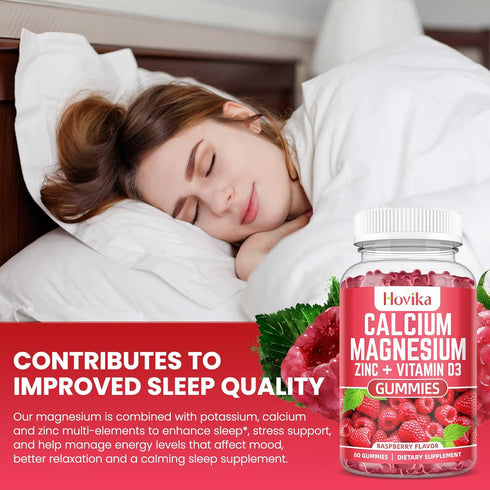 Calcium Magnesium Zinc Gummies with Potassium, Vitamin C, B6, D3, K2 - Supports Bones, Muscles, Teeth & Immunity - 60