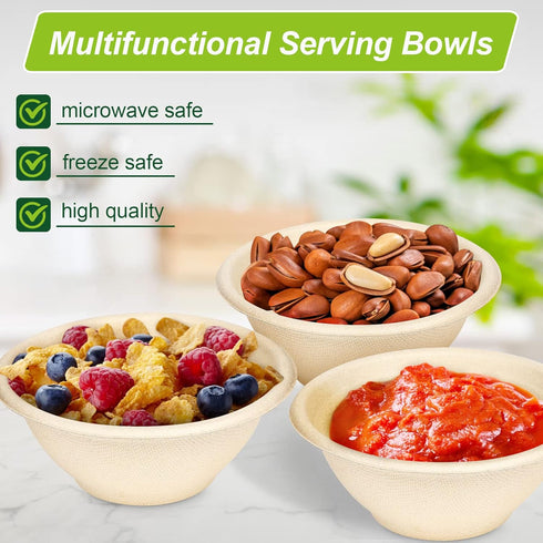 6 oz Small Disposable Bowls, 100 Pack Compostable Paper Bowls for Condiments, Sauces, Ice Cream, Biodegradable