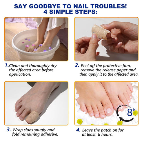 Weluno 32 8-Hour Nail Patches PCS, Toenail Treatment Extra Strength, Overnight Nail Fast Acting Repair Effortless