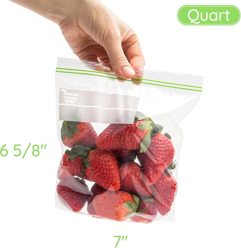 150 Count Quart Size Freezer Bags, Resealable Extra Strong Leak Proof Bags with Double Zipper for Food Storage