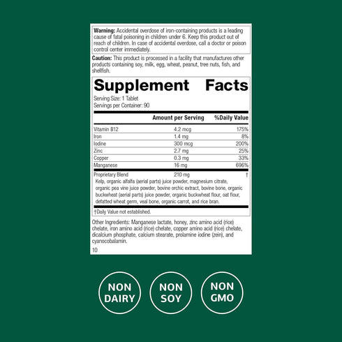 Minerals-B12 90 (90 Standard Process Trace - Thyroid & Cell Functioning Support with Iodine, Zinc & Copper - Cartilage