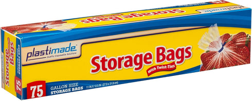 Disposable Plastic Storage Bags with Original Twist Tie, 1 Gallon Size, 300 Bags for Home, Office, Vacation, Snacks