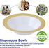 JOLLY CHEF 50 Plastic Bowls with Gold Rim, 12oz Disposable Soup Bowls, Heavy Duty for Parties and Catering