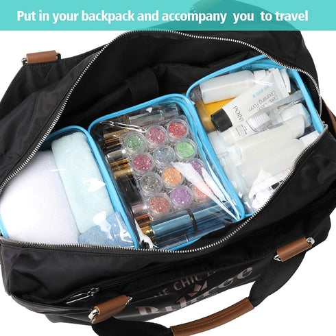 PACKISM TSA Approved Clear Makeup Bag - Waterproof Quart Size Travel Cosmetic Bag for Women, 3 Pack, Airline Compliant