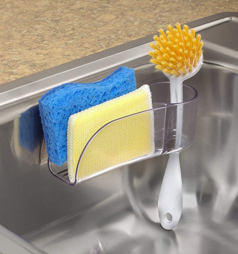 Spectrum Diversified Royo Suction Sink Sponge Center & Scrub Brush Holder for Organization of Kitchen Tools and Storage, Clear by Spectrum Diversified