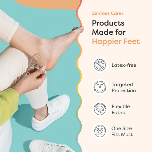 Pack 24 1/8 ZenToes U-Shaped Felt Callus Pads | Protect Calluses from Rubbing on Shoes | Reduce Foot and Heel Pain |