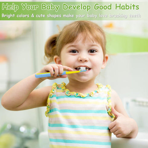 PANIMOSI 4 Pack, 3 1-12 Toddler Toothbrush Soft Baby Toothbrush Efficient Sided Kids Tooth Brush for Ages Years, Infant