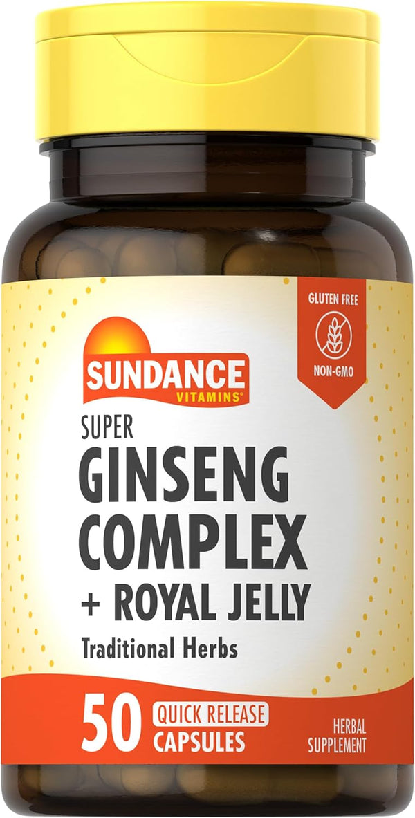 Sundance Super Ginseng Complex with Royal Jelly | 50 Quick Release Capsules, Non-GMO, Gluten Free