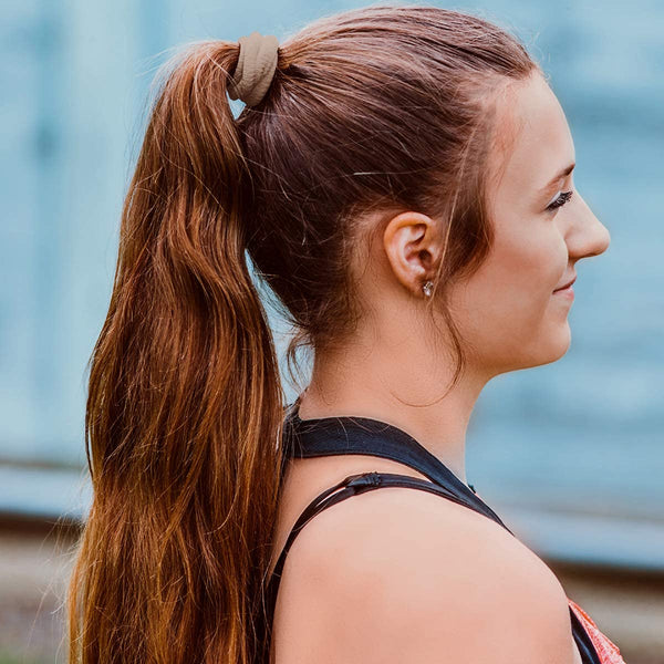 Large Hair Ties for Thick, Heavy or Curly Hair - Non-Slip, Non-Damage Seamless Women's Ponytail Scrunchies - Lt Brown,