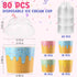 Jingmore 40 Count (6 oz) Paper Ice Cream Cups with Clear Dome Lids Disposable Dessert Cups Bulk Dessert Bowls Sundae