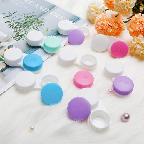 QVVQ 12PCS Contact Lens Case, Colorful Contact Lens Box Left/Right Eyes Holder Container, Outdoor Mini Contact Lens