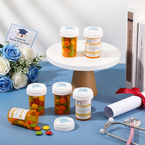 RimCereal 50 Set 50 50 Serve(20 Nursing Graduation Party Supplies Empty Pill Bottles with Caps Plastic Medicine