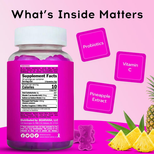 Gummies 60 Gummies BEARVANA Vaginal pH Support & Probiotic for Women | Feminine Wellness & Intimate Care Supplement