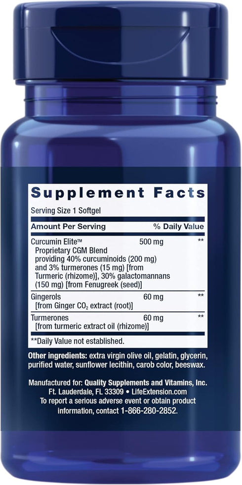 Life Extension Advanced Curcumin Elite Turmeric Extract - Ginger & Turmerones for Healthy Inflammatory & Immune