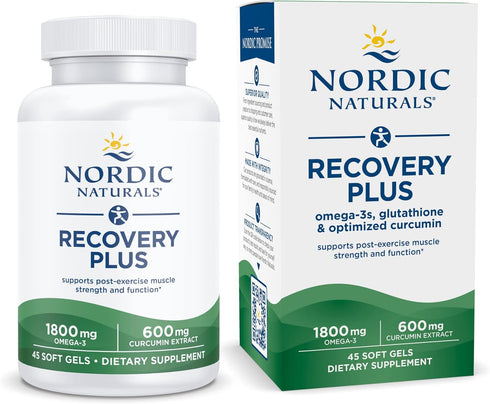 Nordic Naturals Recovery Plus, Unflavored - 45 Soft Gels, 1800 mg Omega-3 Fish Oil & 600 mg Longvida Curcumin - 15