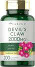 Carlyle Devils Claw 2000mg - 200 Capsules of Concentrated Root Extract - Non-GMO, Gluten Free Herbal Supplement