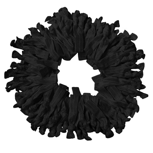 Kenz Laurenz 100 Hair Ties, No Crease Ribbon Elastics, Ouchless Ponytail Holders, Hair Bands, Black