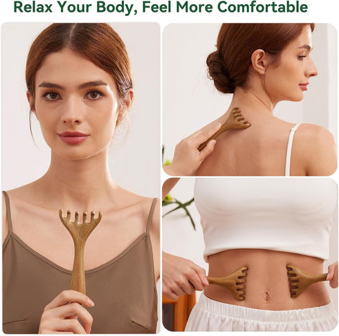 Wooden Handheld Manual Massage Tools, Meridian Massage Brush, Scalp Massage Tool, Head Massager, Neck Massager, Back