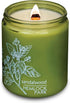 Hemlock 60 8 oz Park Sandalwood Green Glass Hand-Poured Scented Candle | Crackling Wood Wick, Botanical Fragrance