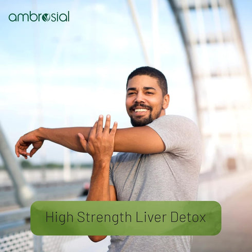 AMBROSIAL Milk Thistle Liver Detox with Dandelion Root & Other Natural Herbs | High Strength Herbal Antioxidant | Liver Cleanse & Detox Supplement (Pack of 1-60 Capsules)