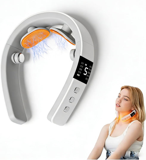 lewomo Smart Heated Neck Massager, Wireless Mini Electric Cervical Massage Device for Neck