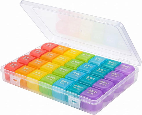 Terchonbarley 28 4 Sets, Monthly Pill Organizer Grid Weeks Box, Detachable Removable Compartments for Daily, Weekly