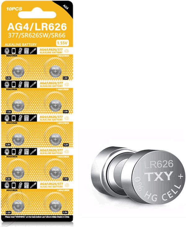 TXY 10pcs/Pack AG4 Alkaline Cell Battery 377A 377 LR626 SR626SW 20mAh Long Lasting