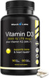Vitamin D3 K2 3000 IU - High Potency Vitamin Supplement with MK-7 from Natto - 90 Capsules for Healthy Bones & Immune
