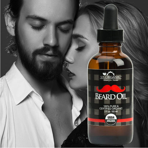 US Organic Beard Oil, 100% Pure, USDA Certified, Amber Glass Bottle with Eye Dropper, 2 Ounce