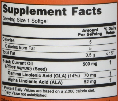 Now Foods Black Currant Oil, 500 milligrams, 100 Softgels, Pack of 2