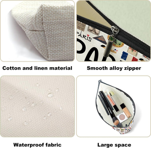 Paris Makeup Bag, Cosmetic Bag for Women, Travel Souvenir Gift for Paris Lovers, Friendship Gifts for Sister, Daughter