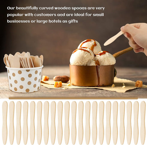 400 Pcs Wooden Ice Cream Spoons, Mini Disposable Tasting Spoons for Crafts, Tasting, Sampling (3 Inch)