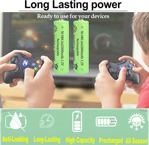 Zsolarigt 2000mAh 1.2V 10 Packs Rechargeable Ni-MH AA Batteries Long Lasting for Remote Controls, Household Device