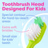 Kids Toothbrush 2 Pack - Soft Contoured Bristles, Child Sized Brush Heads (3-10 Years Old) - Suction Cup Storage (Blue