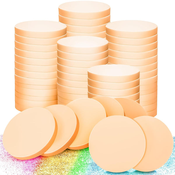 MotBach 60 PCS Nude Round Makeup Sponge, Cosmetic Foam Pad for Eye Facial Powder, Beauty Blender for All Skin Types